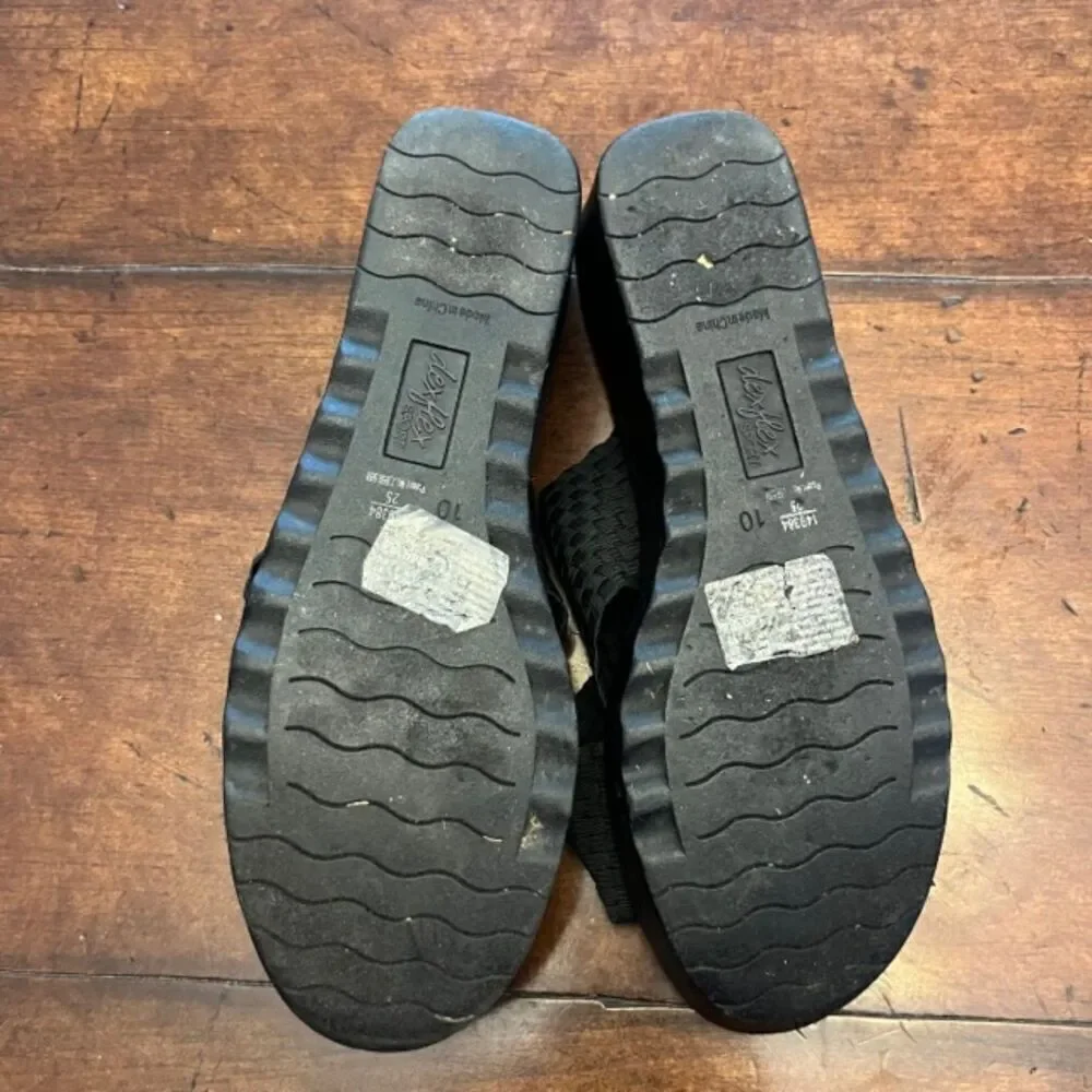 Dexflex Sport Wind Vent Wedge Sandals Woven Criss Cross Straps Black Size 10‎